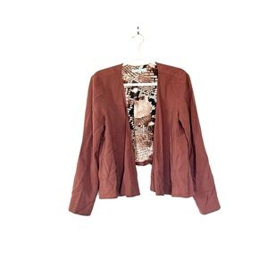 ANTONIO MELANI BROWN BLAZER OPEN FRONT LONG SLEEVES COLLARLESS SIZE M